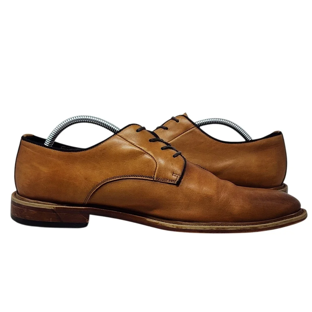 Banana Republic Dress Shoes 11 Mens Tan Genuine Italian Leather Oxford Derby‎
